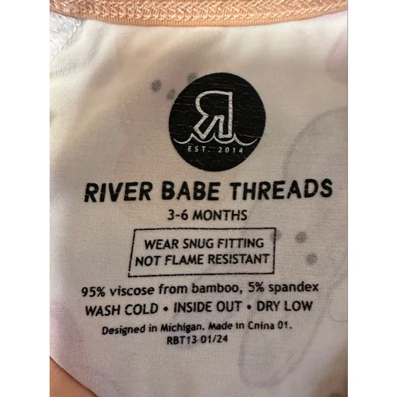 River Babe Threads Bamboo Bunny Zipper Sleeper Pajamas 3–6 Months Easter Spring - Picture 3 of 3